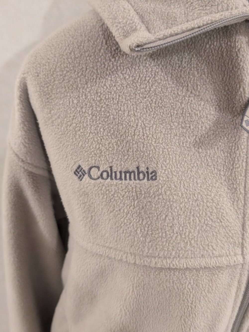 Columbia Steens Mountain Fleece Jacket Men's Large Beige Tan Full Zip - Picture 9 of 10